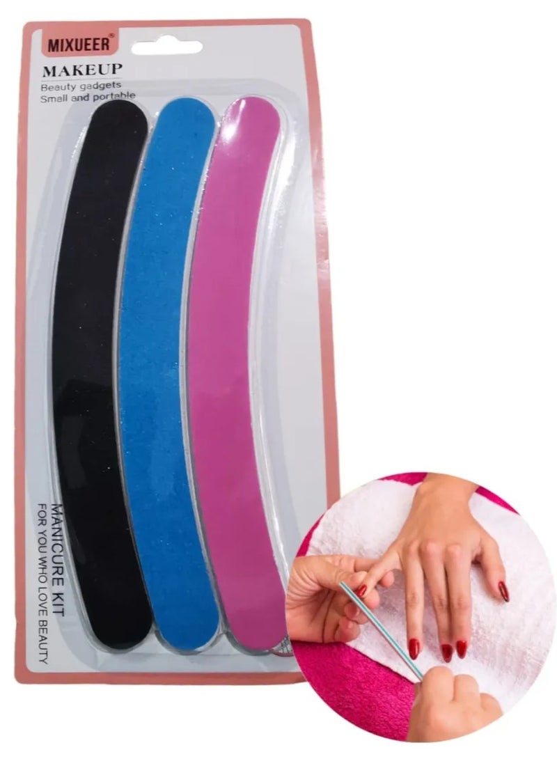 3 Limas P/ Uñas Manicure Pedicure Grano Grueso/mediano/fino - Image 1